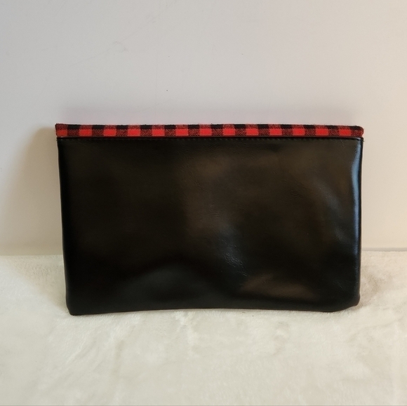 Funky Monkey Red Black Buffalo Check Plaid Foldover Clutch Bag Purse NWOT - Picture 4 of 11
